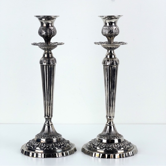 Other - Set Of 2 Silver Plate Candlesticks Candelabra
